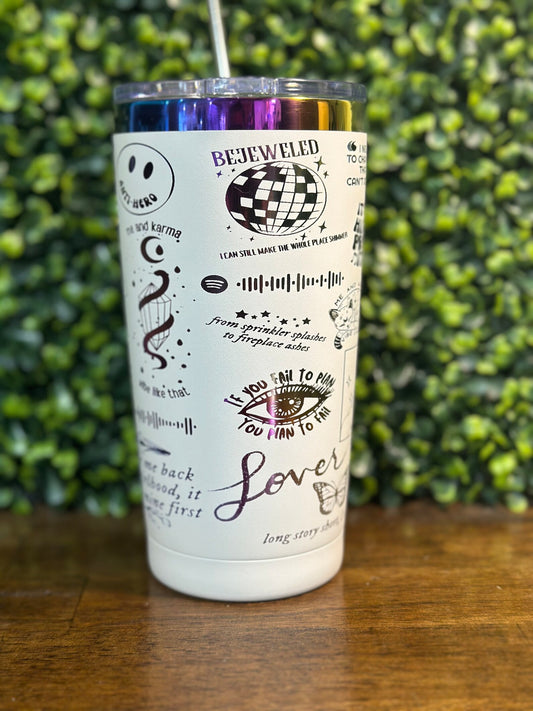 Rainbow tumbler, Taylor Swift Inspired Design, Colorful Cup for Swifties image 0