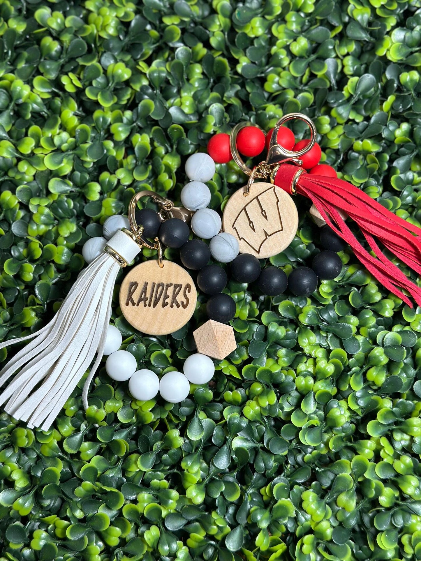 Customizable Silicone Beaded Keychain - engravable school logo image 4
