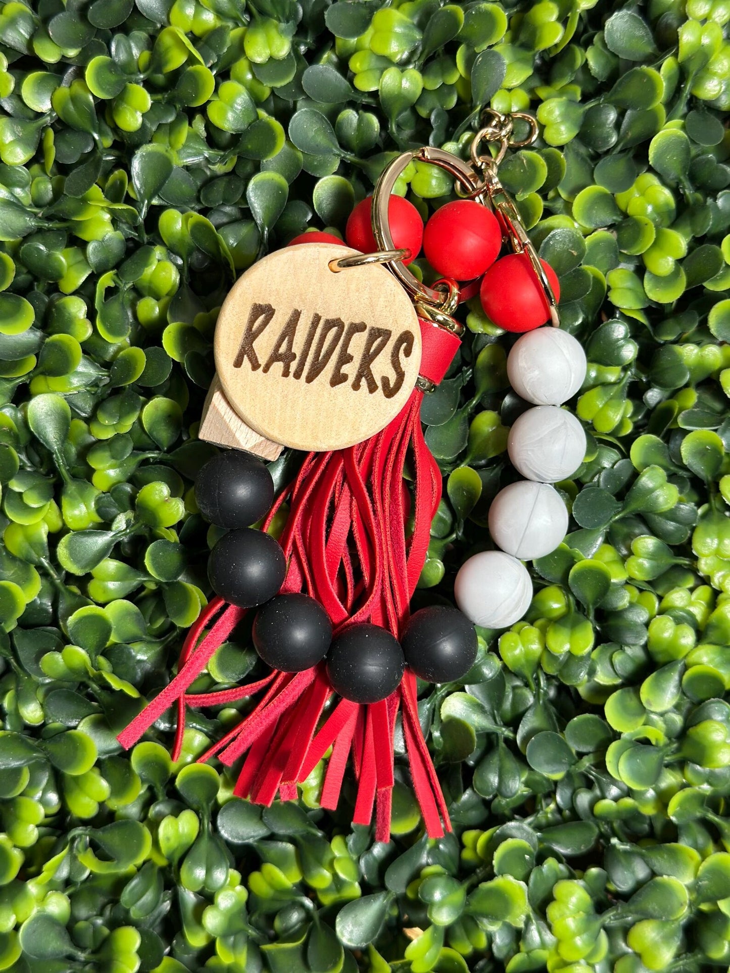 Customizable Silicone Beaded Keychain - engravable school logo image 0