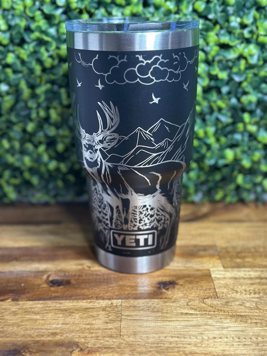Mountainview Deer Scene Authentic Yeti 30 ounce tumbler image 0
