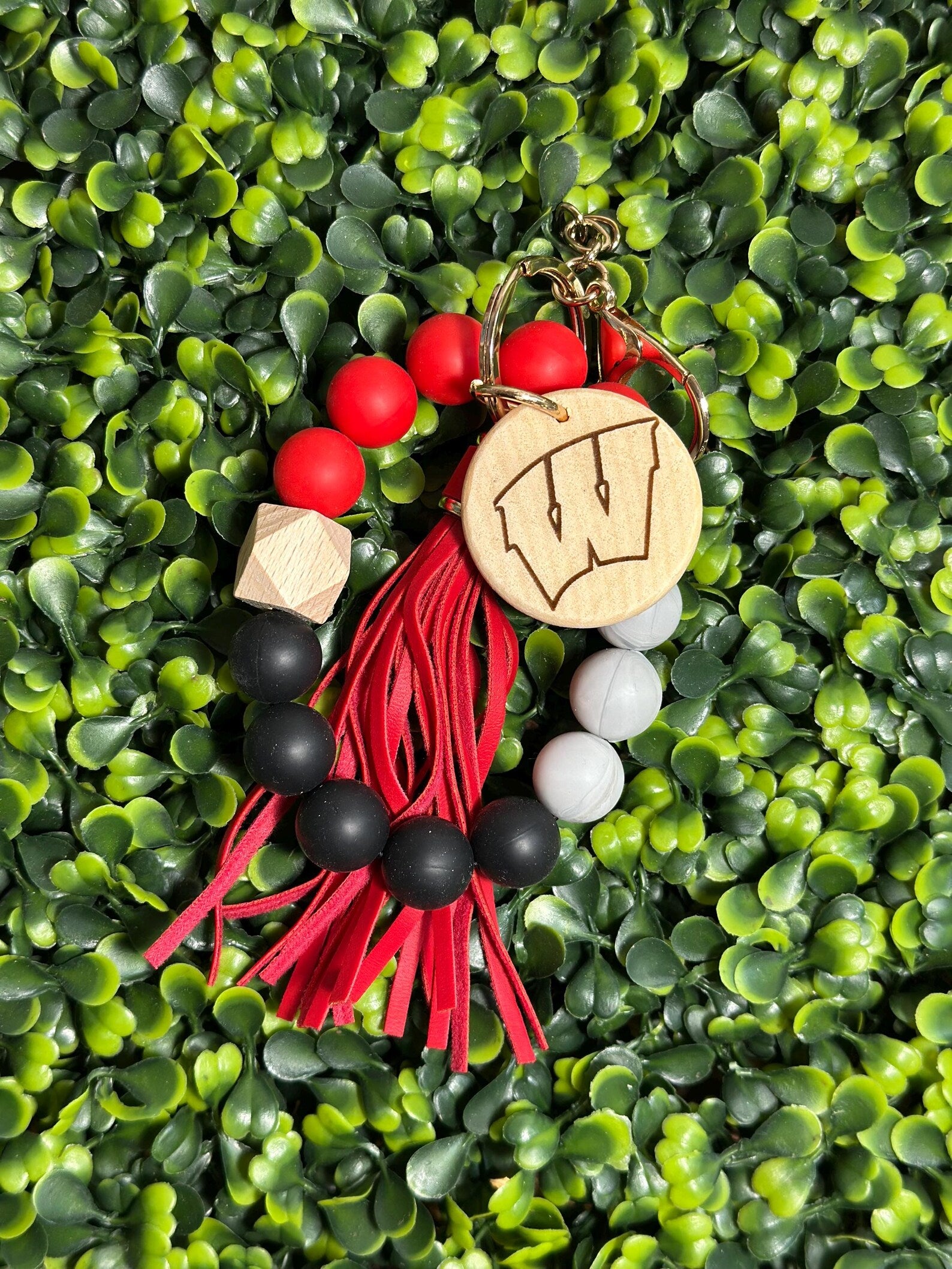 Customizable Silicone Beaded Keychain - engravable school logo image 1