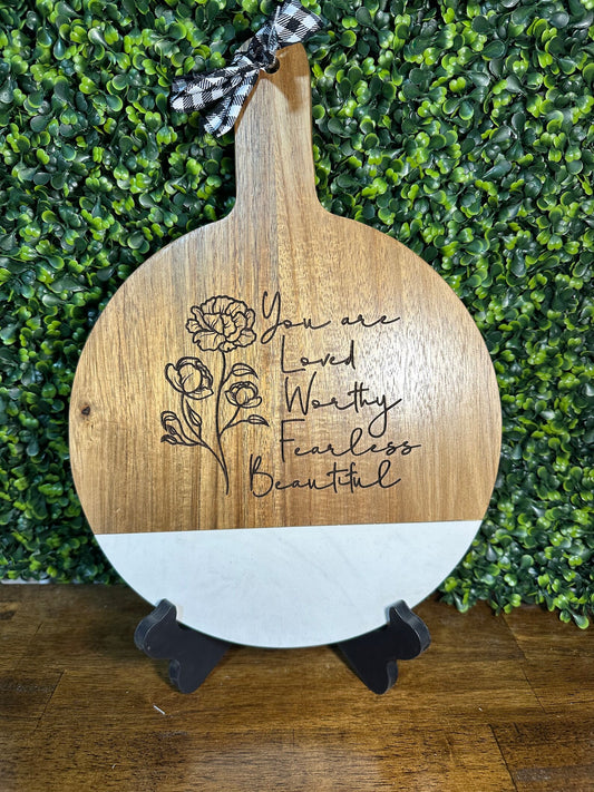 Rustic 'You Are Loved' Cutting Board - Kitchen Decor and Gift Idea image 0
